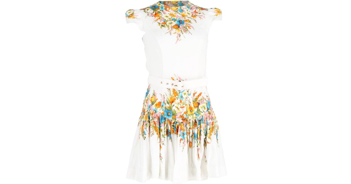 green emerald velvet dress Zimmermann Pleated Frill Mini Dresses Light Blue – blueandcream main image 1