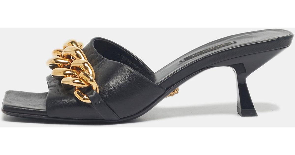 Versace Leather Medusa Chain Link Slide Sandals in Blue | Lyst display picture 2