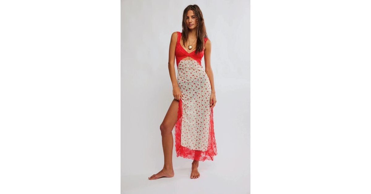 Free People Suddenly Fine Maxi Slip Dress Floral Sheer Red1351 | Lyst Free People Suddenly Fine Maxi Slip Dress Floral Sheer Red1351 | Lyst