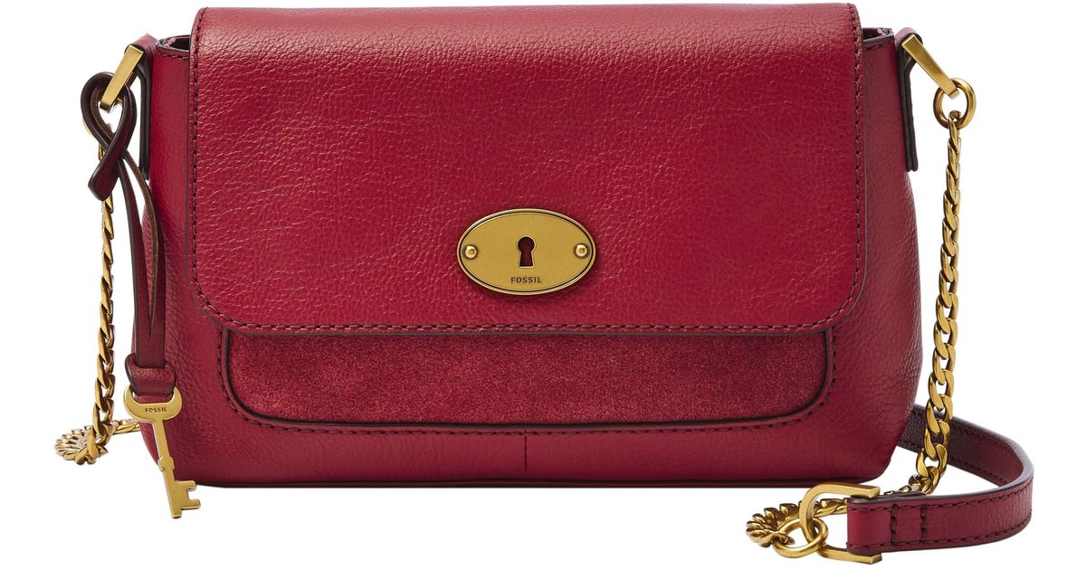 Fossil Gabriella Leather Small Flap Crossbody in Red Lyst