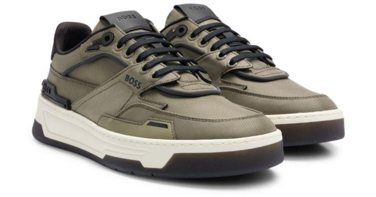 BOSS by HUGO BOSS Low-top Trainers With Branded Lightning Bolt in Green for  Men | Lyst