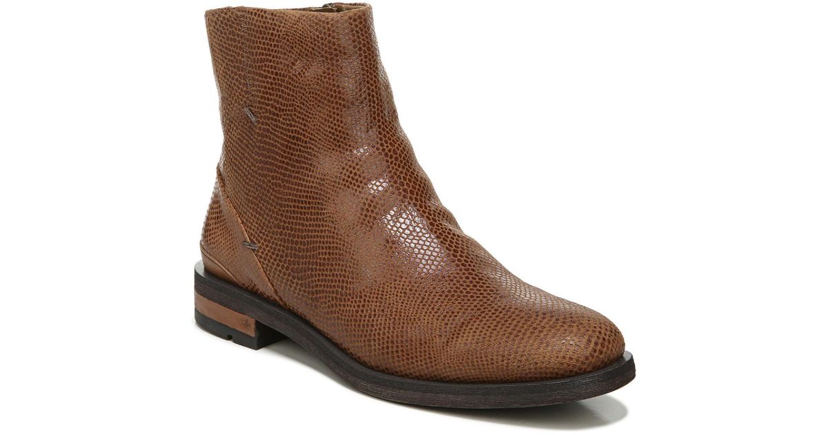 Franco Sarto Mist Leather Zip Up Ankle Boots in Brown | Lyst