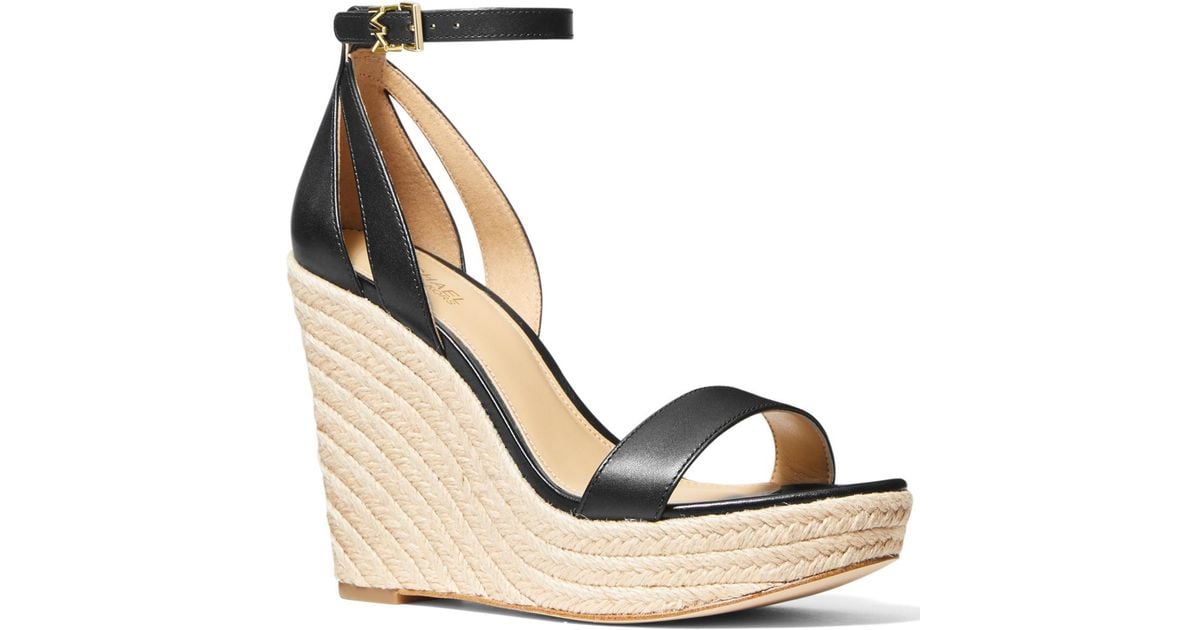 MICHAEL Michael Kors Kimberly Leather Ankle Strap Wedge Sandals in ...