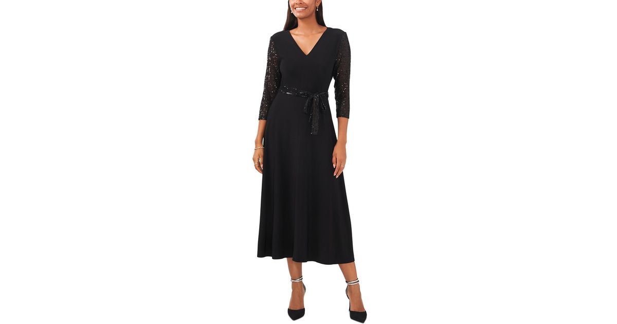 Msk Petites Semi-formal Midi Fit & Flare Dress in Black | Lyst