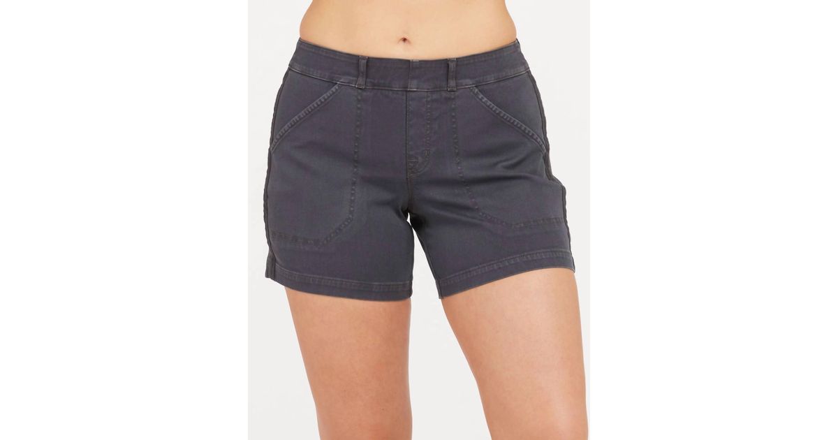 Spanx Stretch Twill Shorts, 6" In Washed Black in Blue Lyst