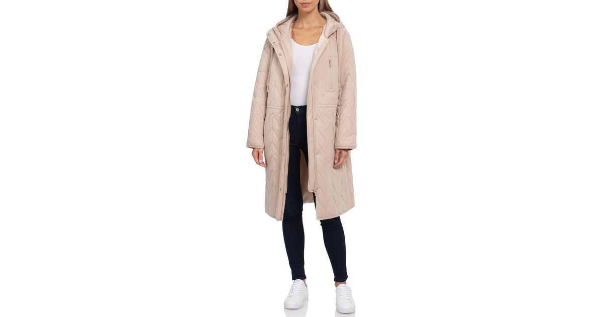 Avec Les Filles Chevron Quilted Anorak Jacket in Natural | Lyst