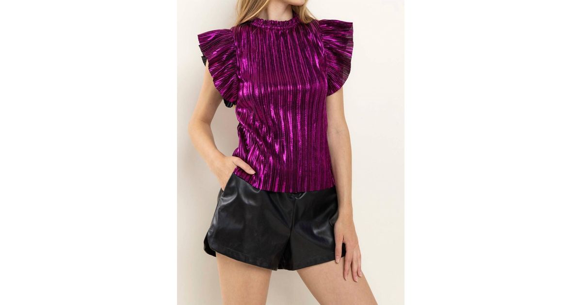 BiBi Ruffle Sleeve Wrinkled Cotton Gauze Top