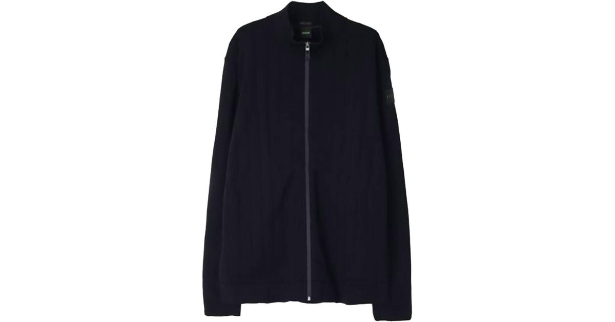 Colar Boss BOSS Stand Up Collar Cotton Blend Zardin Jacket in Blue for Men | Lyst