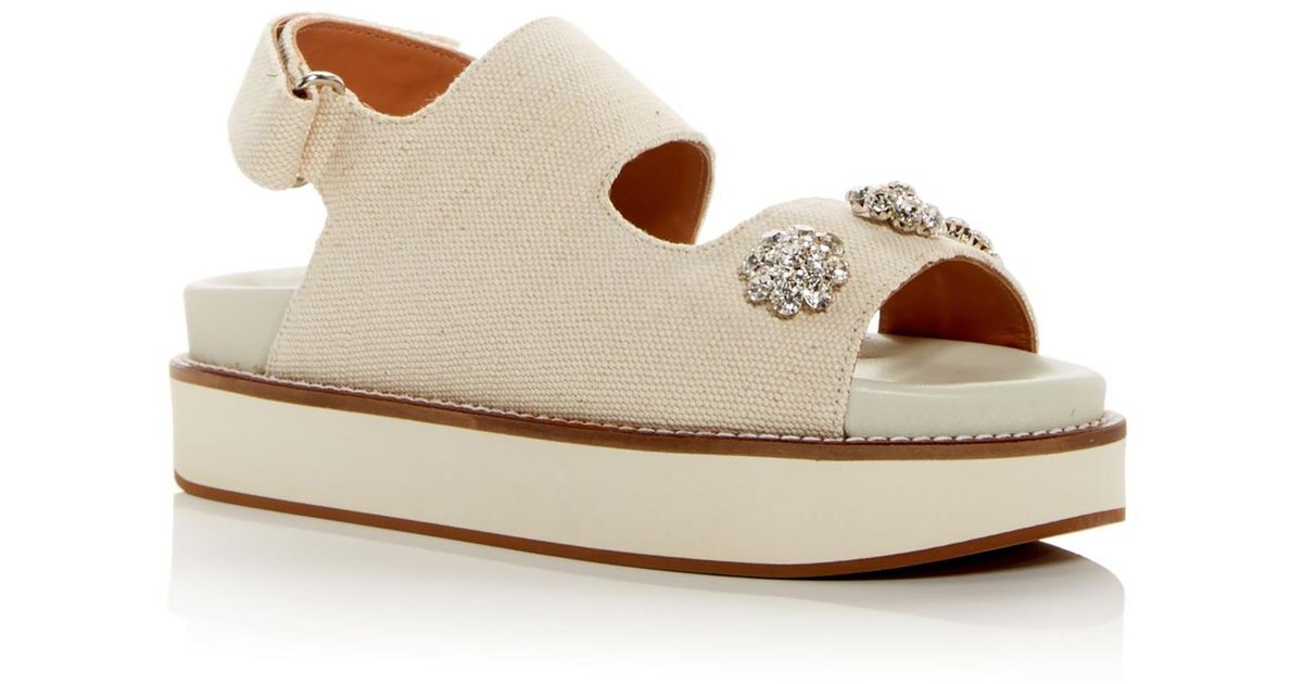 Ganni Mid Deco Embellished Arch Support Flatform Sandals in Natural Lyst