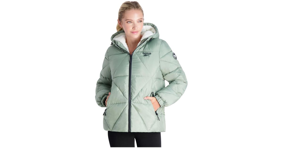 Reebok Women's Reversible Quilted Cozy Lined Puffer Coat 