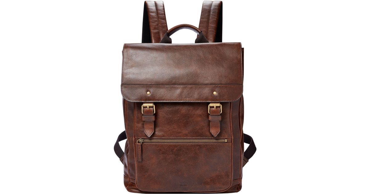 Fossil Miles Leather Backpack Bag in Brown Lyst