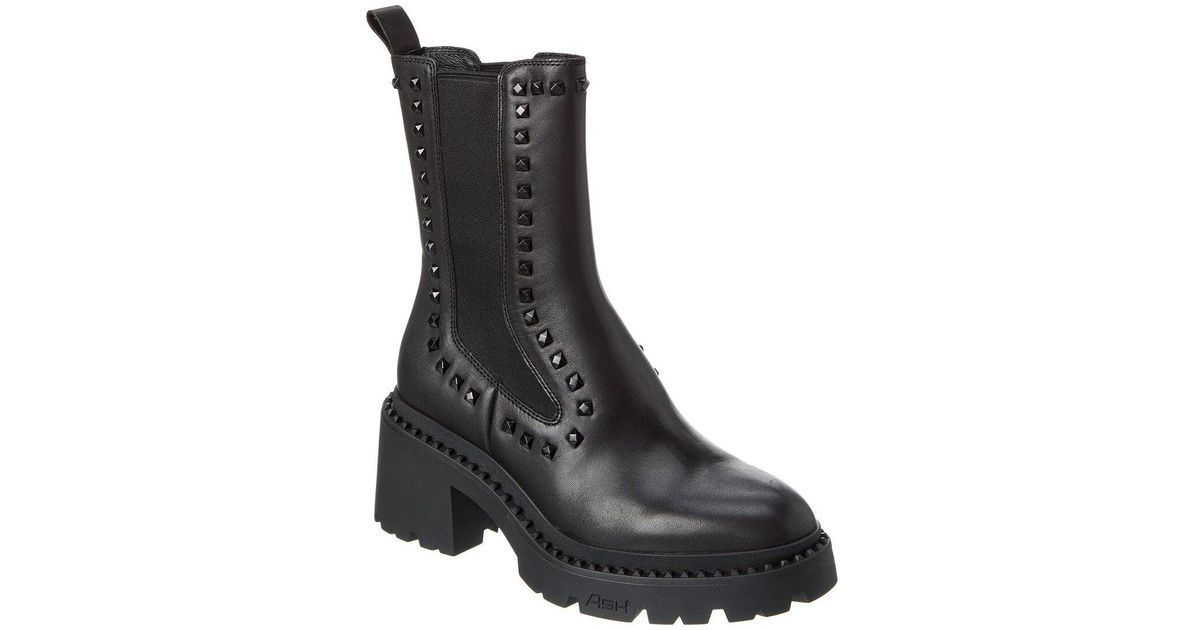 Ash Nile Bis Leather Boot in Black | Lyst