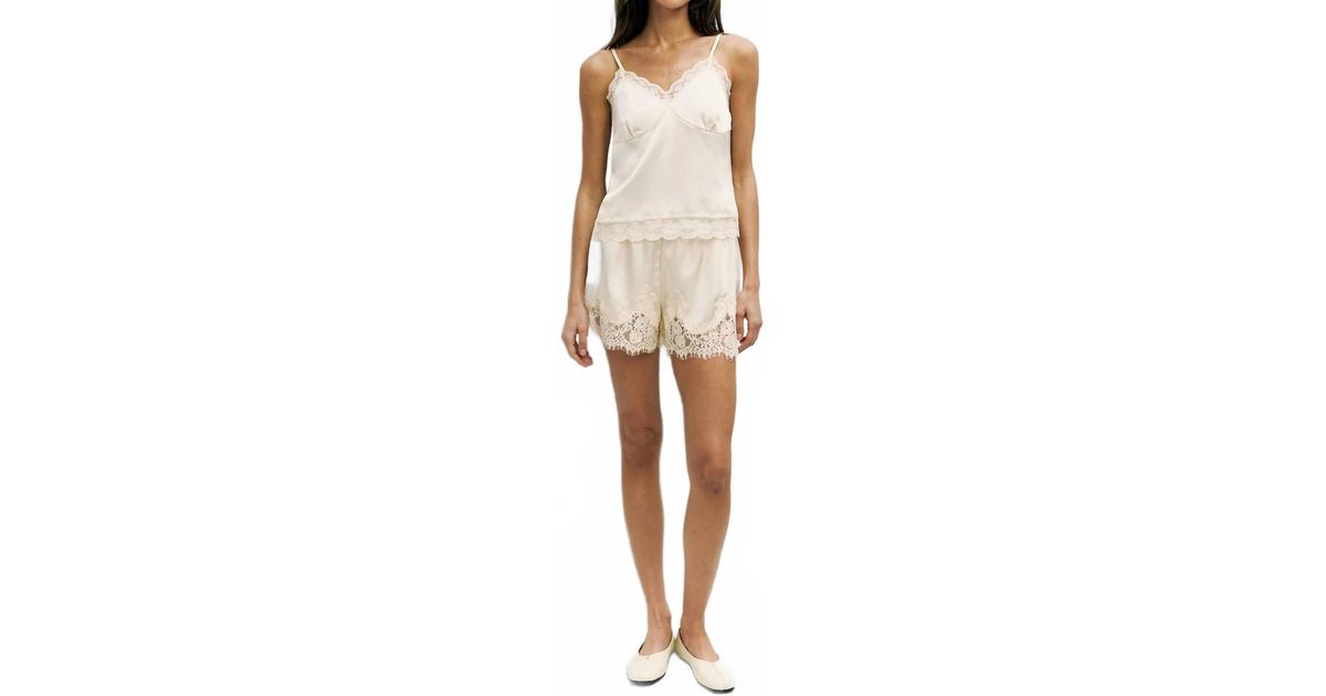Azalea Josephine Lace Trim Tank Top in Natural | Lyst