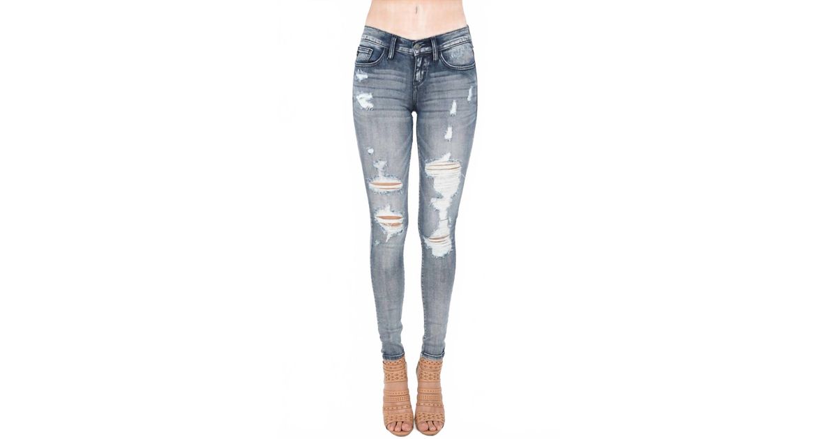 Washed Out Ruddin Judy Blue Booytfull Wash Out Destroyed Skinny Jeans in Blue | Lyst
