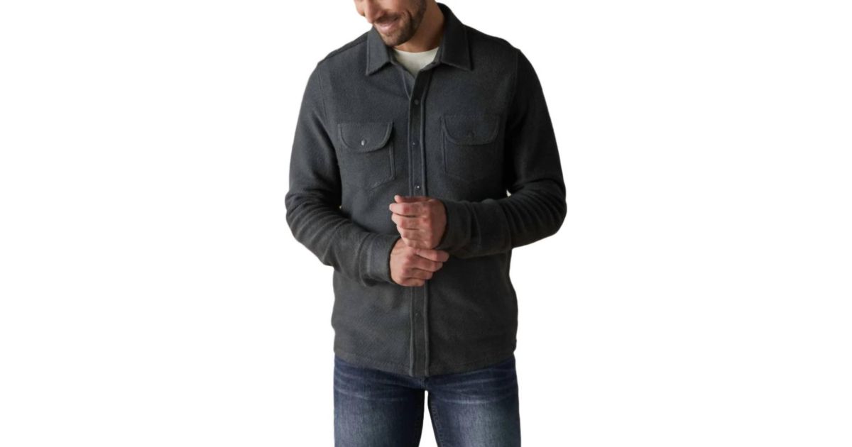 The Normal Brand Tony Loop Terry Button Up Shirt in Black for Men | Lyst