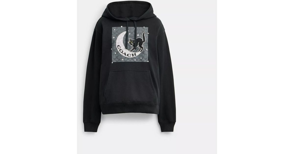 COACH Halloween Cat Moon Signature Square Hoodie in Black | Lyst