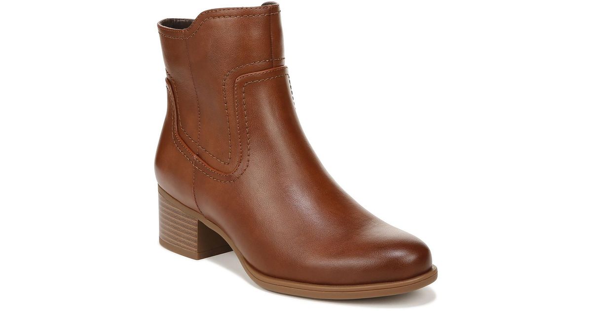 Naturalizer Kelby Faux Leather Almond Toe Ankle Boots in Brown Lyst