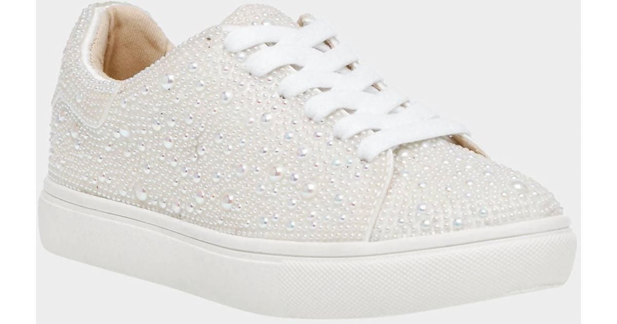 Betsey Johnson Sidny Embellished Sneaker I in Natural | Lyst