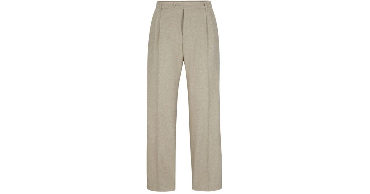 BOSS by HUGO BOSS All-gender Relaxed-fit Trousers In Melange Wool in Gray