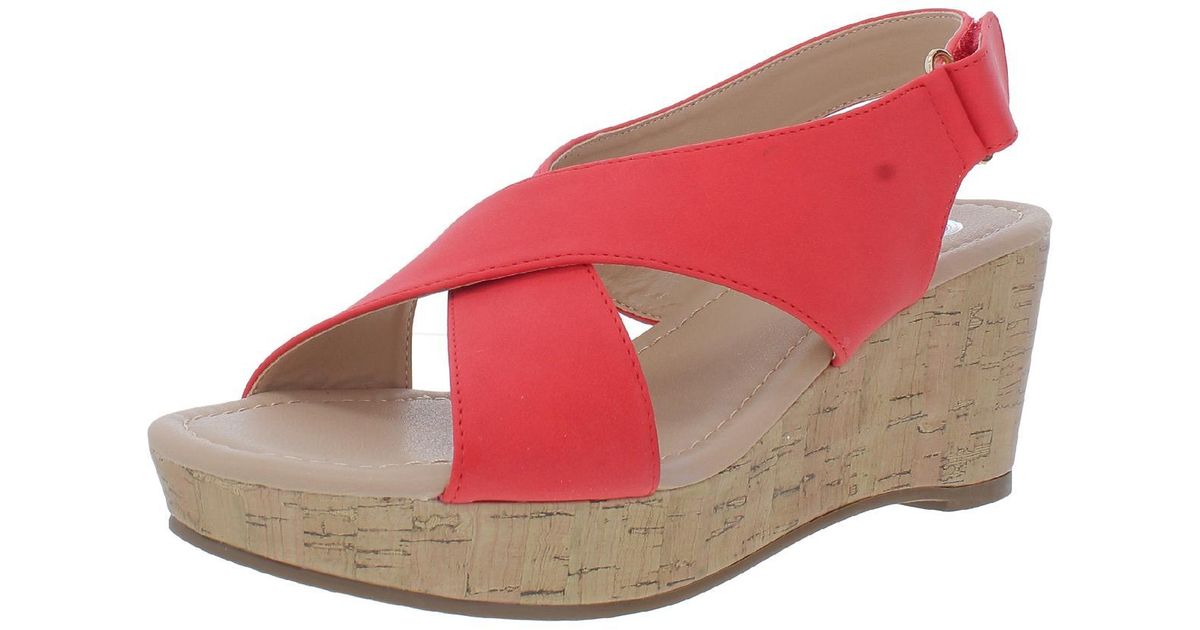 Journee Collection Jenice Cork Open Toe Wedge Sandals in Pink | Lyst