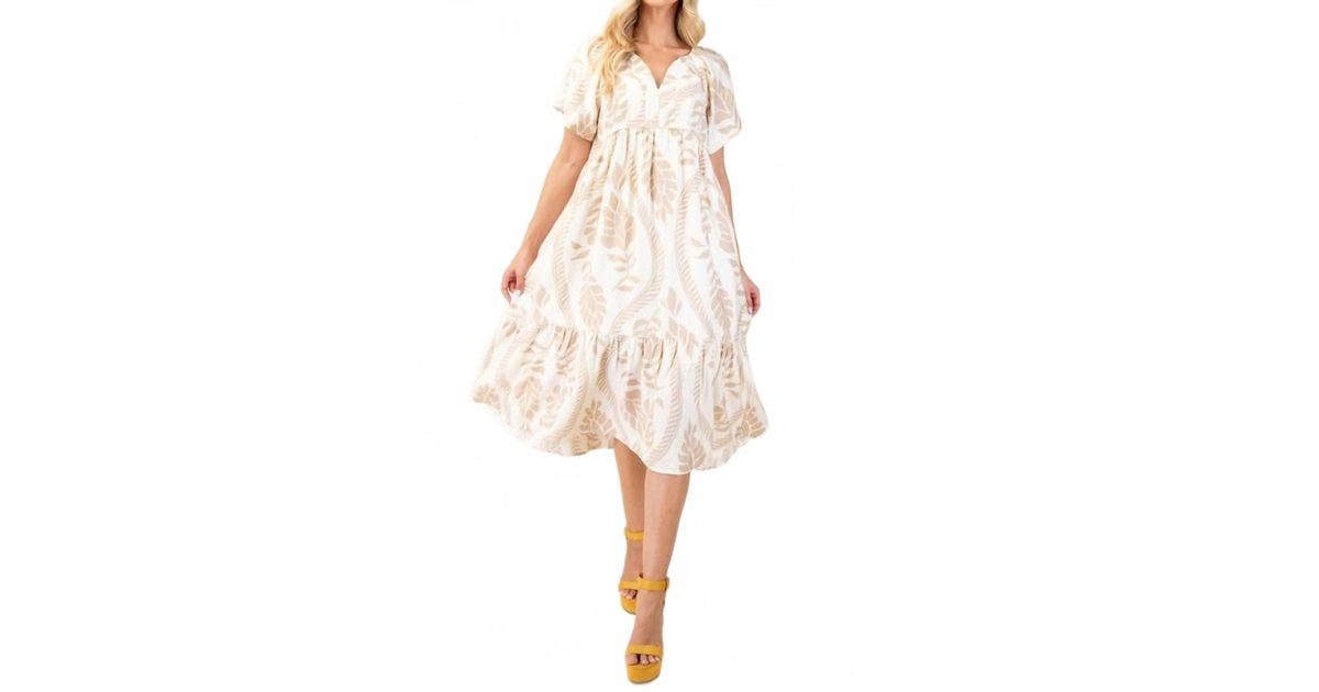 knee length dresses for ladies Olive Bloom Midi Dress | Floral & Paisley Print | GiGiO main image 0