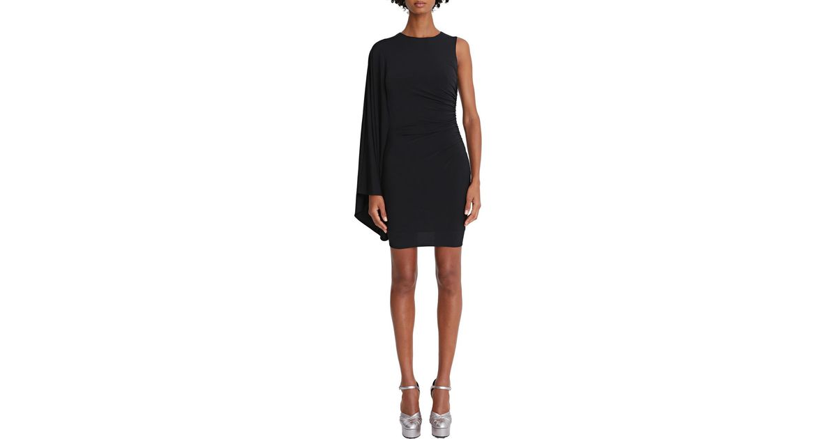 Halston Kenna Cape Sleeve Mini Cocktail And Party Dress in Black | Lyst