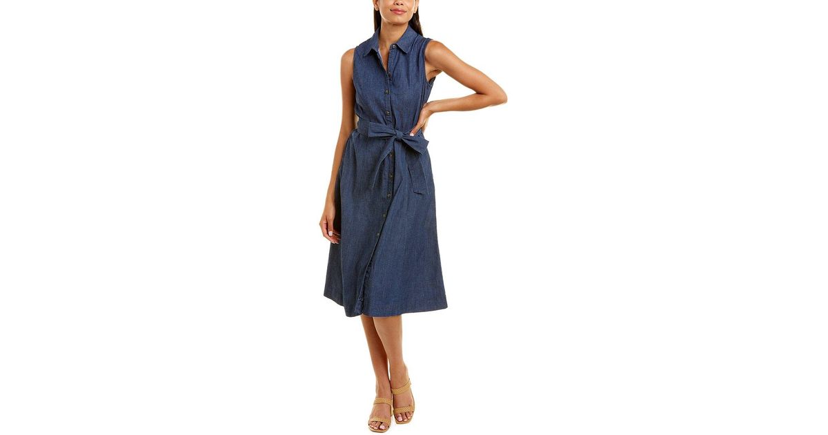 Anne Klein Denim Shirtdress in Green | Lyst