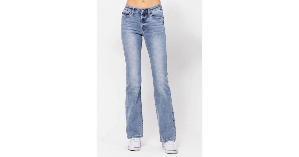 Judy Blue Mid Rise Slim Bootcut Jeans in Terracotta