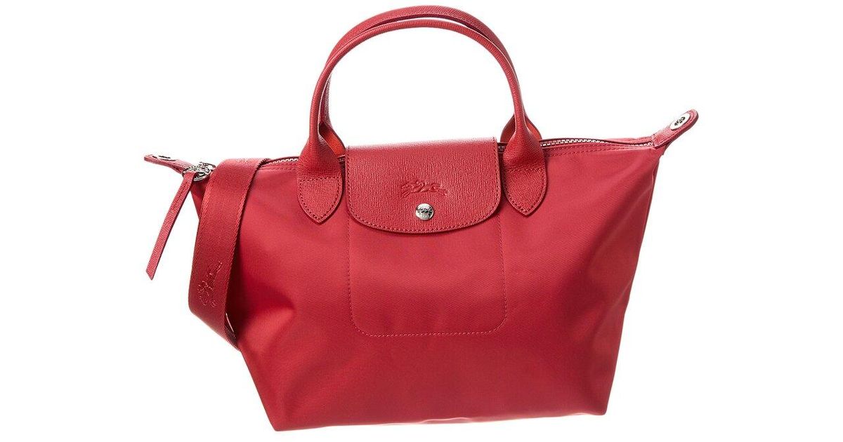 Longchamp Le Pliage Neo Small Nylon Short Handle Tote in Red | Lyst