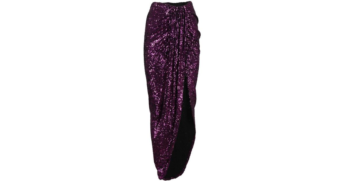 スカート Nervi Sequined Purple Midi Skirt With Front Knot Nervi Sequined Purple Midi Skirt With Front Knot | ModeSens