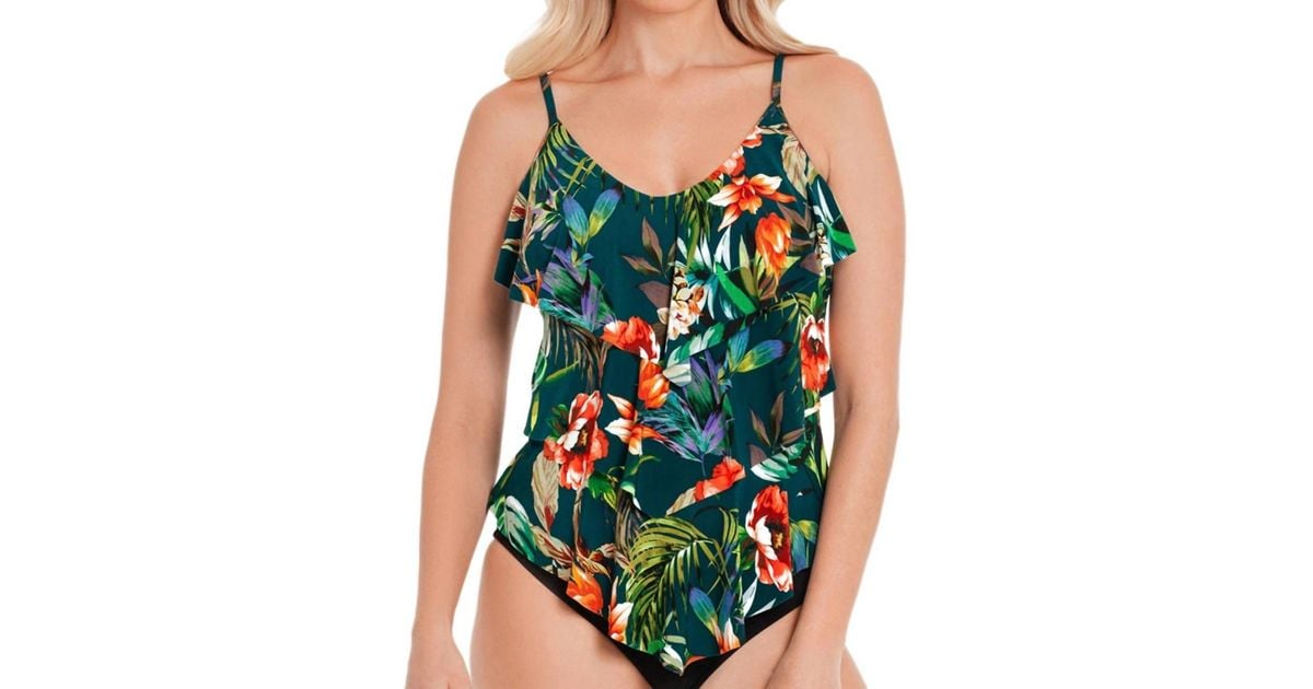 Magicsuit Rita Triple Tiered Tankini Top in Green | Lyst