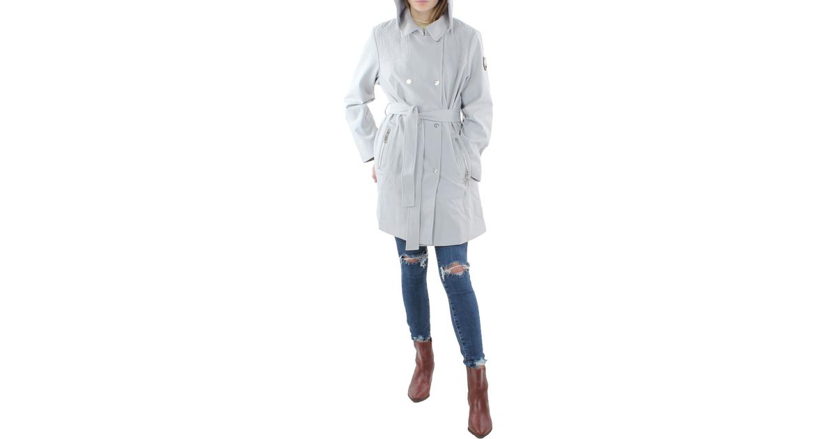 Vince Camuto Softshell Water Repellent Trench Coat in Blue