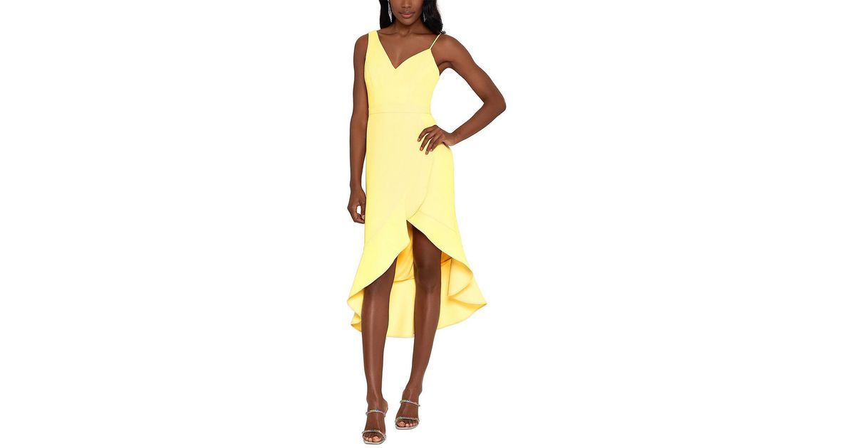 Xscape Ruffled Highlow Midi Dress in Yellow Lyst