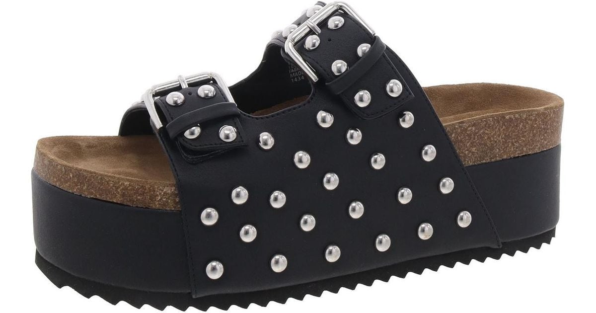 Steve Madden Kali-S Studded Platform Slide Sandals in Black