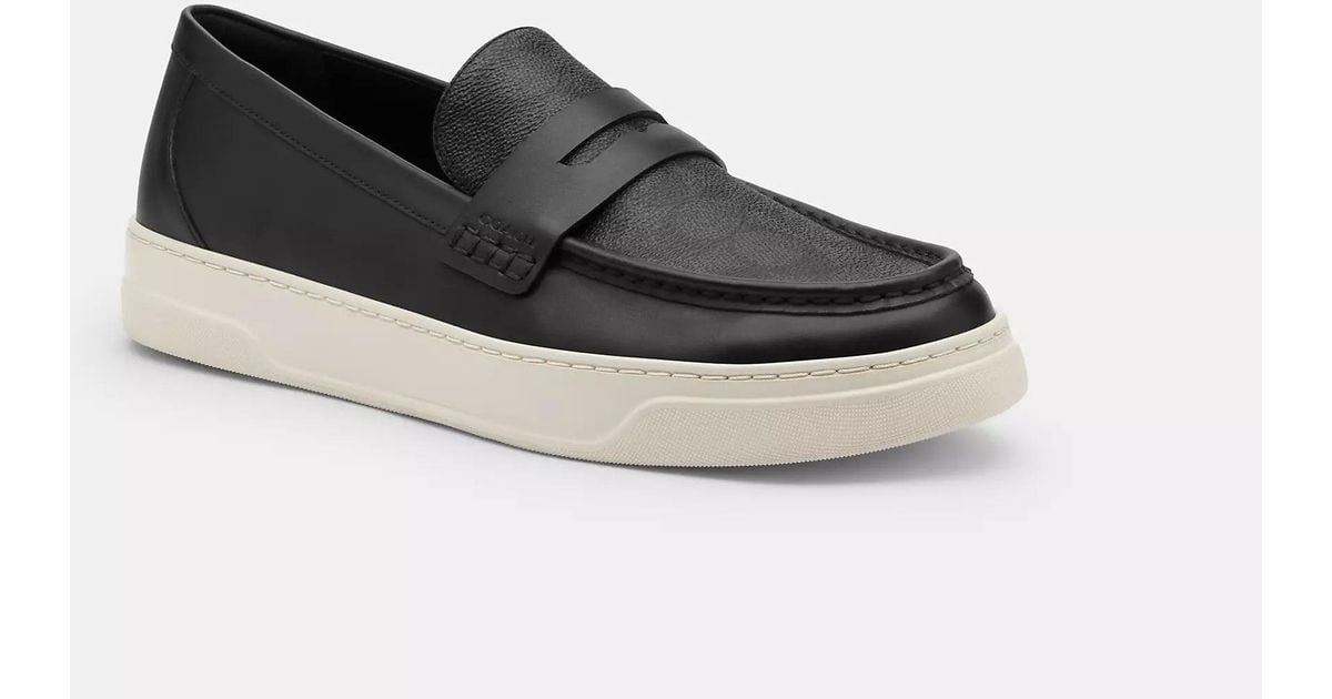 COACH Men’s Gray & Black Signature Canvas Penny Loafers Coach Men main image 2
