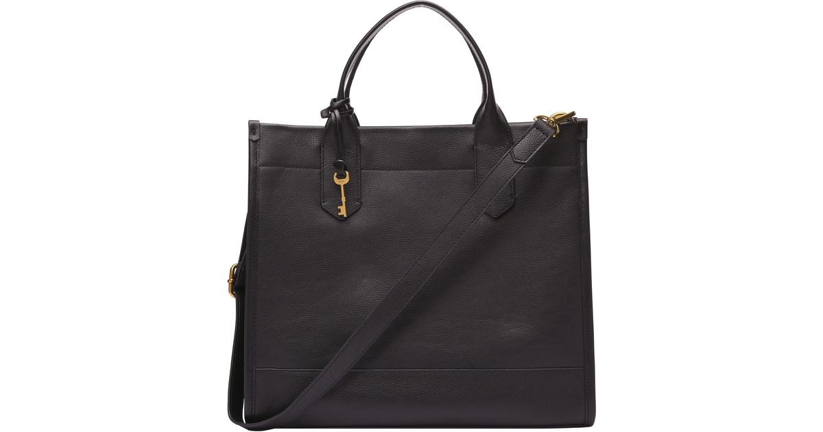 Fossil Kyler Leather Tote in Black | Lyst