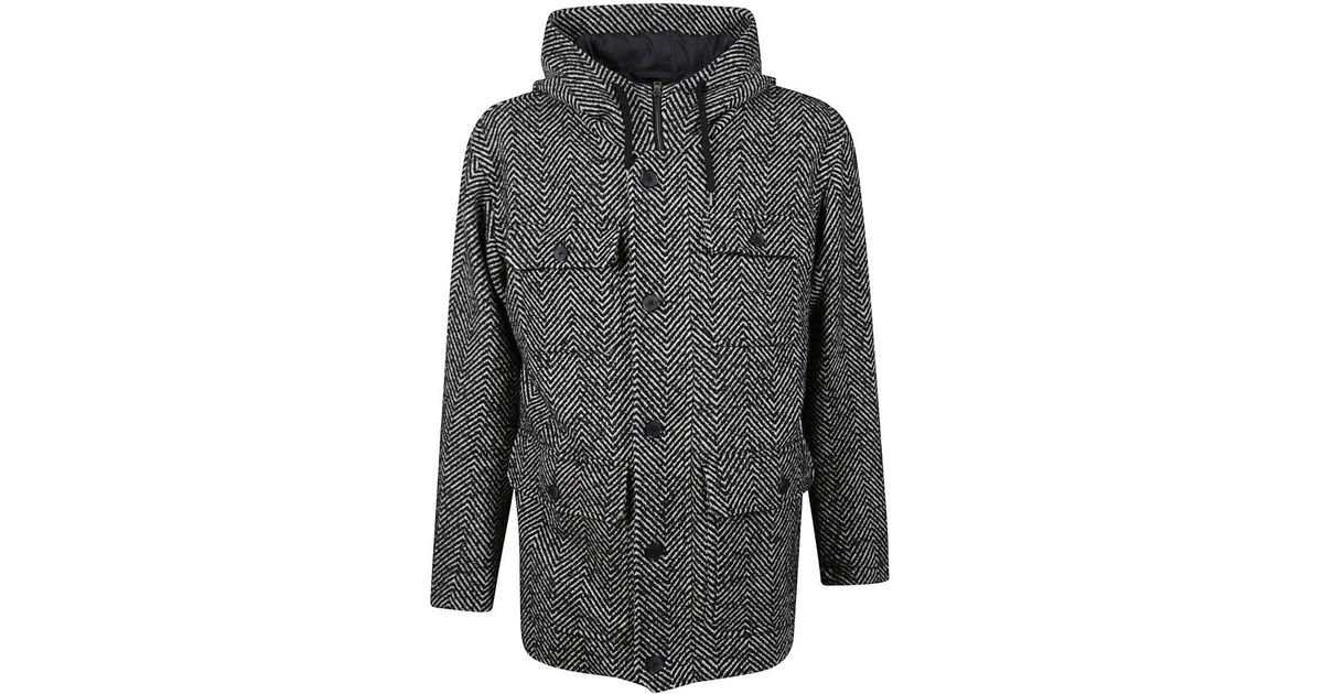 Herno Herringbone Pattern Coat With Structured Silhouette in Gray for ...