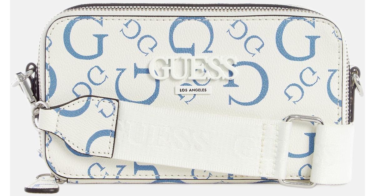 Guess Factory Lewistown Doublezip Logo Crossbody in White Lyst
