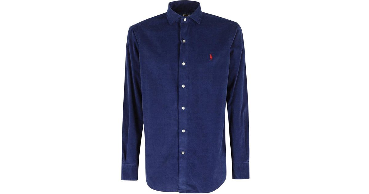 Polo Ralph Lauren Classic Collar Long Sleeve Shirt in Blue for Men | Lyst
