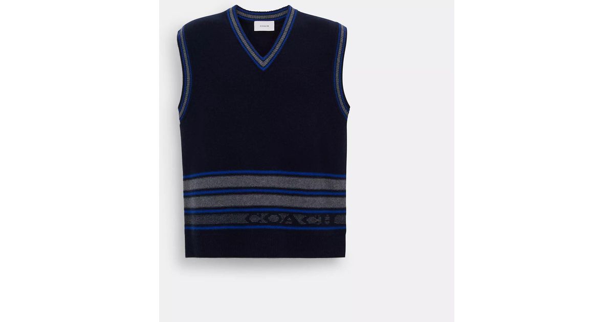 COACH Sweater Vest in Blue for Men | Lyst