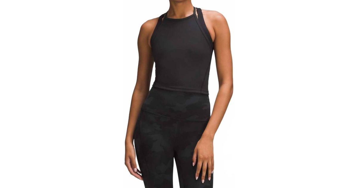 lululemon Wunder Train High-Neck Cross-Back Tank Top in Black | Lyst