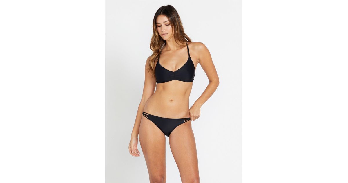 Volcom Simply Solid V Neck Bikini Top - Black | Lyst