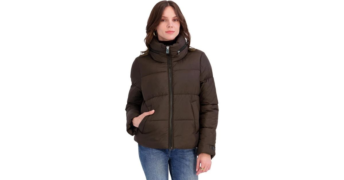 Tahari Dakota Short Puffer Jacket, Deep in Brown | Lyst