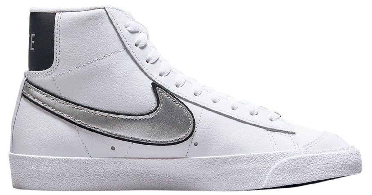 Nike Blazer Mid '77 Ess Leather Sneaker in White | Lyst