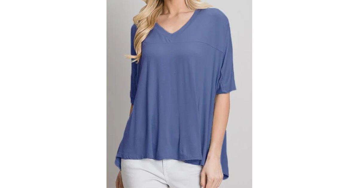 Allie Rose V-Neck Blouse in Blue | Lyst