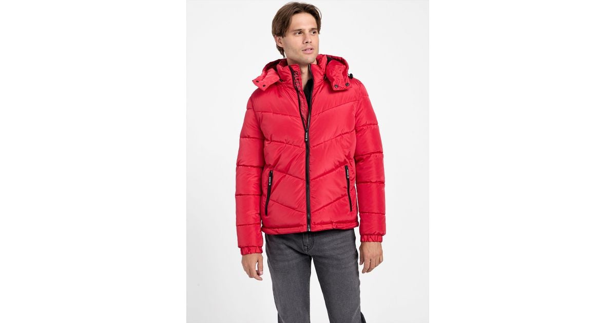 Guess Eco Chano Puffer Jacket in Red for Men Lyst