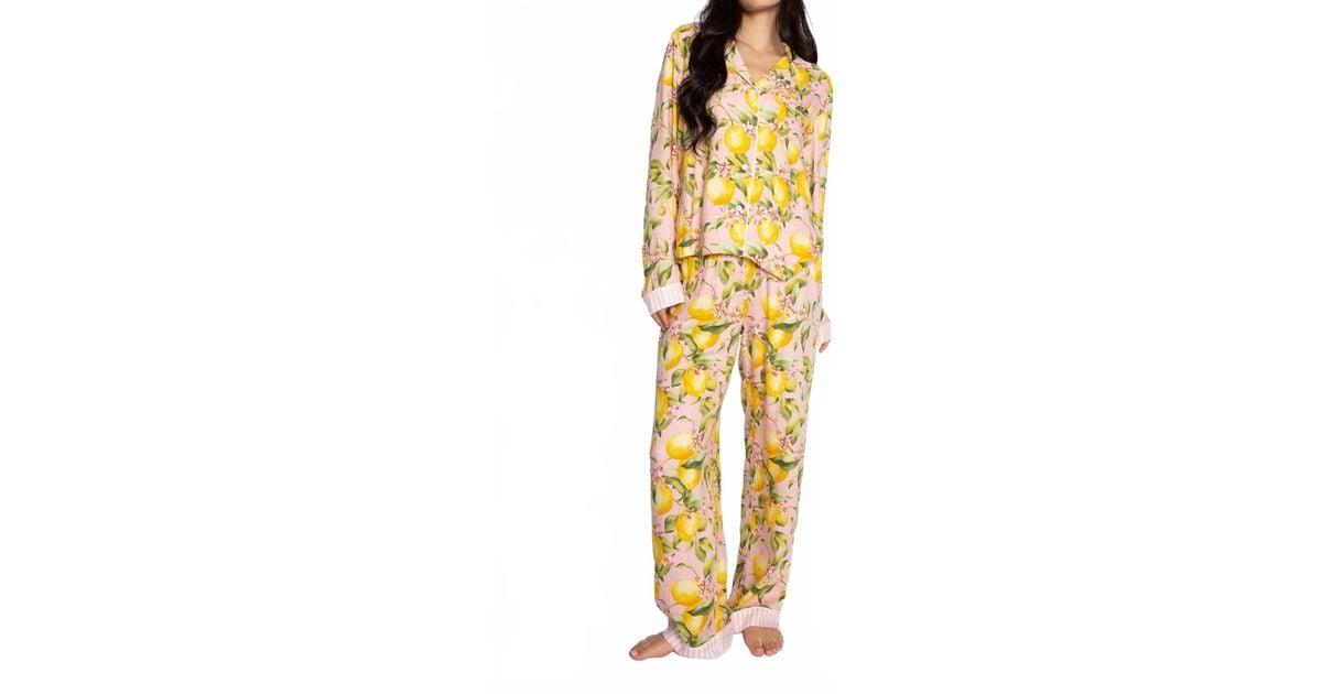 Set PJ Salvage Full Bloom Long Sleeve Pajama Top In Lemon