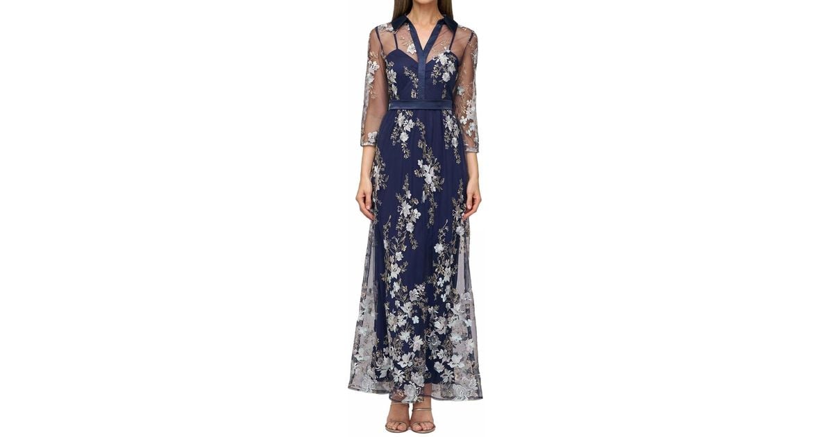 JS Collections Azalea Embroidered Shirt Dress in Blue | Lyst