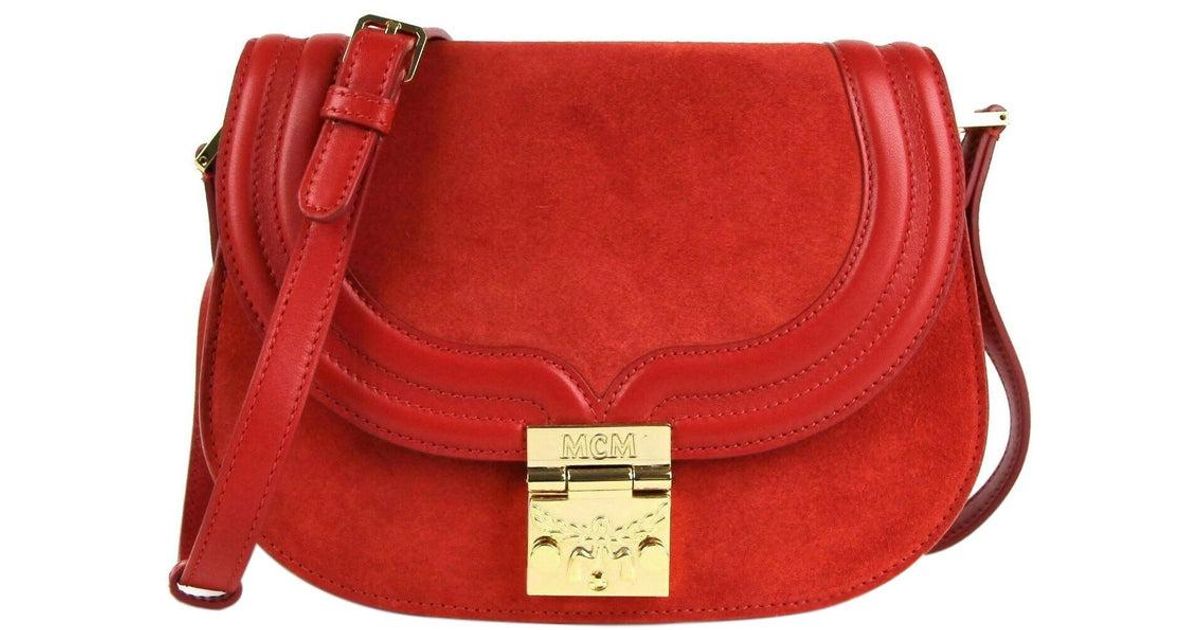 MCM Suede / Leather Trisha Crossbody Bag in Red - Save 18% | Lyst