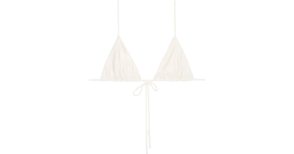 Mikoh Swimwear Oska Thin String Triangle Bikini Top In Ecru in White